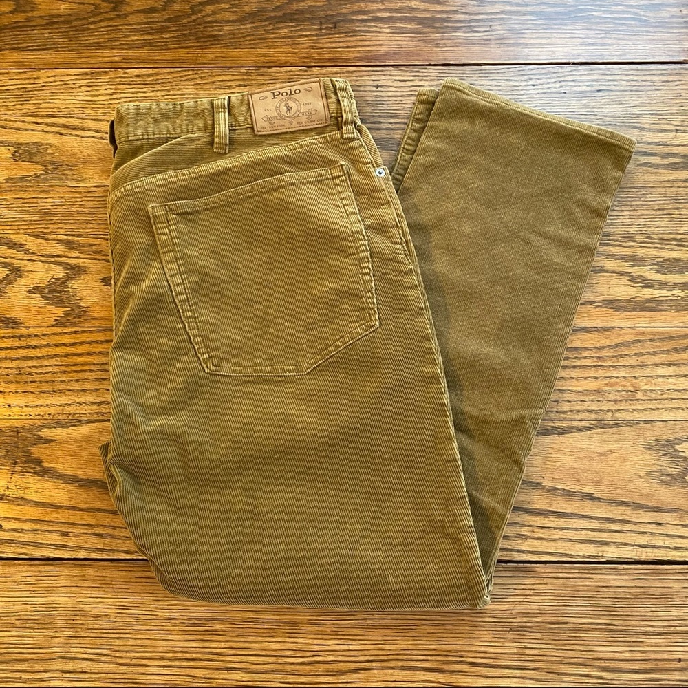 Polo Ralph Lauren Men’s Varick Corduroy Pants Size 38x30 Tan Slim Straight